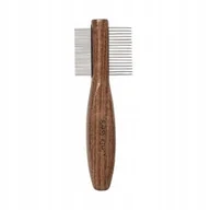 Szczotki i furminatory - Ekskluzywny grzebie� dwustronny, dla zwierz�t, r�czka drewno orzechowe, metalowe z�by, wym. 5x14,3cm - miniaturka - grafika 1