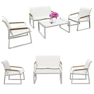 Meble ogrodowe - Zestaw mebli ogrodowych 2x krzesło sofa stolik komplet aluminium na taras - miniaturka - grafika 1