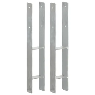 Vida Kotwy do słupków 2 szt. srebrne 9x6x60 cm stal V-145299 - Kotwy - miniaturka - grafika 1