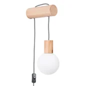 Lampy ścienne - Kinkiet ścienny Nimbi naturalne drewno i czarny 1xG9x8W z włacznikiem wym: 67 x 6 x 25 cm metal IP20 Sollux Lighting - miniaturka - grafika 1