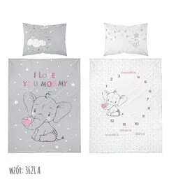 Detexpol Pościel bawełniana 100x135 Słonik 3621 A mam już tyle lat miesięcy i dni różowa szara dziecięca Kids 1 - Pościel dla dzieci - miniaturka - grafika 1