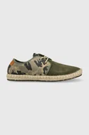 Espadryle męskie - Pepe Jeans espadryle zamszowe TOURIST kolor zielony PMS10315 - miniaturka - grafika 1