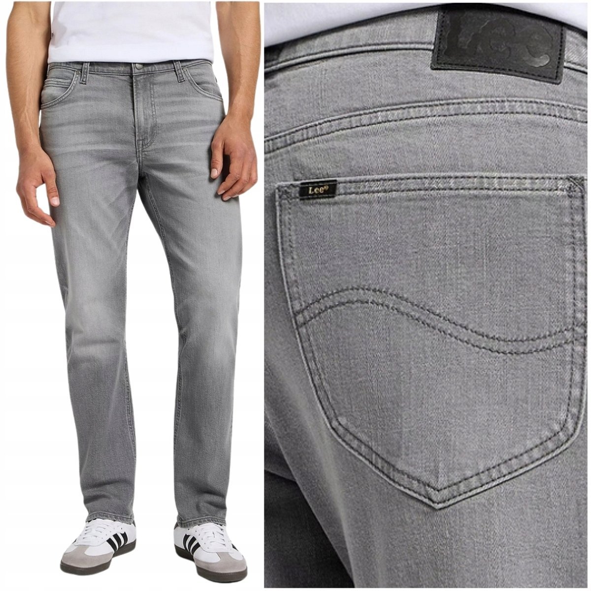 Lee WEST RELAXED Washed Out luźne szare proste spodnie jeansowe W30 L30