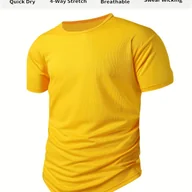 Koszulki męskie - TEMU Zestaw 1 Sztuka Męska Letnia Koszulka Sportowa i Fitness do Aktywności na Świeżym Powietrzu - Szybkoschnąca, Oddychająca, Lekka Poliestrowa, - miniaturka - grafika 1