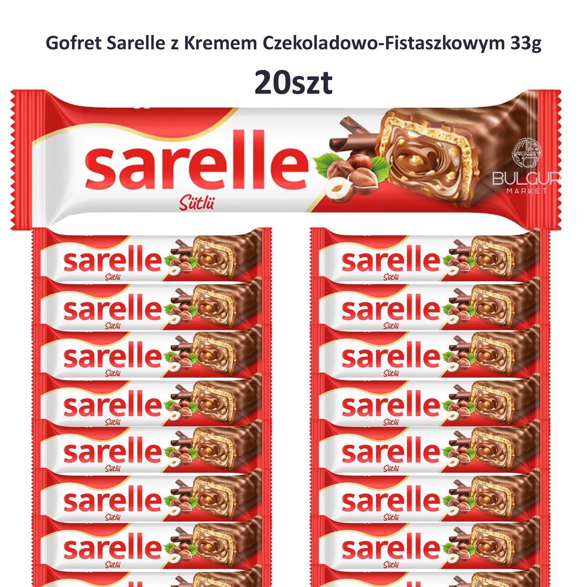 Sarelle Gofret z Kremem Orzechowo-Czekoladowym 33g – Zestaw 20 szt