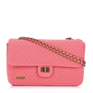 Damska listonoszka z plecionki na łańcuszku różowa - Torebki damskie Damska listonoszka z plecionki na łańcuszku różowa - Torebki damskie - miniaturka - grafika 1