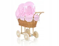 Pościel dla dzieci - Wiklinowy wózek dla lalek wysoki z pościelką i wyś - miniaturka - grafika 1