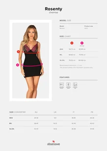 Koszulka Rosenty + stringi GRATIS! Czarno-Różowy (Rozmiar M/L) - Piżamy damskie - miniaturka - grafika 5