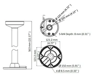 Akcesoria do monitoringu - UCHWYT SUFITOWY KAMERY DS-1271ZJ-120(BLACK) Hikvision - miniaturka - grafika 1