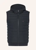 Kamizelki męskie - Tommy Hilfiger Kamizelka Pikowana Z Mieszanki Materiałów, Z Odpinanym Kapturem blau - TOMMY HILFIGER - miniaturka - grafika 1