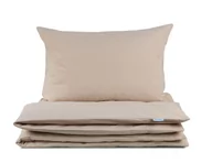 Pościel - Pościel bawełniana 220x200 Semplice jasnobeżowa z torbą - miniaturka - grafika 1