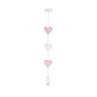 Lampy sufitowe - Wisząca lampa drewniana Hearts serduszka białe różowe - miniaturka - grafika 1