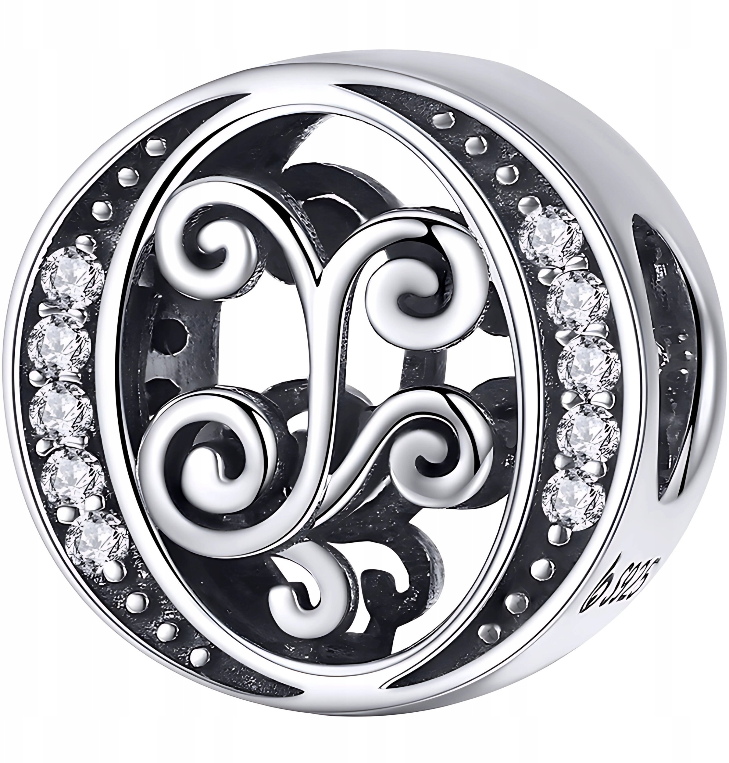 Ivybands CHARMS LITERKA O koralik srebro pr 925 zawieszka cyrkonie srebrny litera