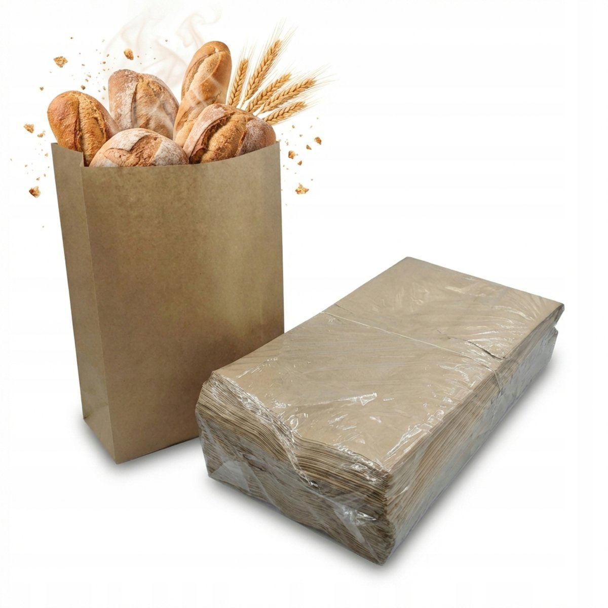 Torba papierowa brązowa torebka eko śniadaniowa 22x41 cm 500 sztuk bez nadruku do chleba dużych bochenków bułek pączków drożdżówek kanapek i przekąs..