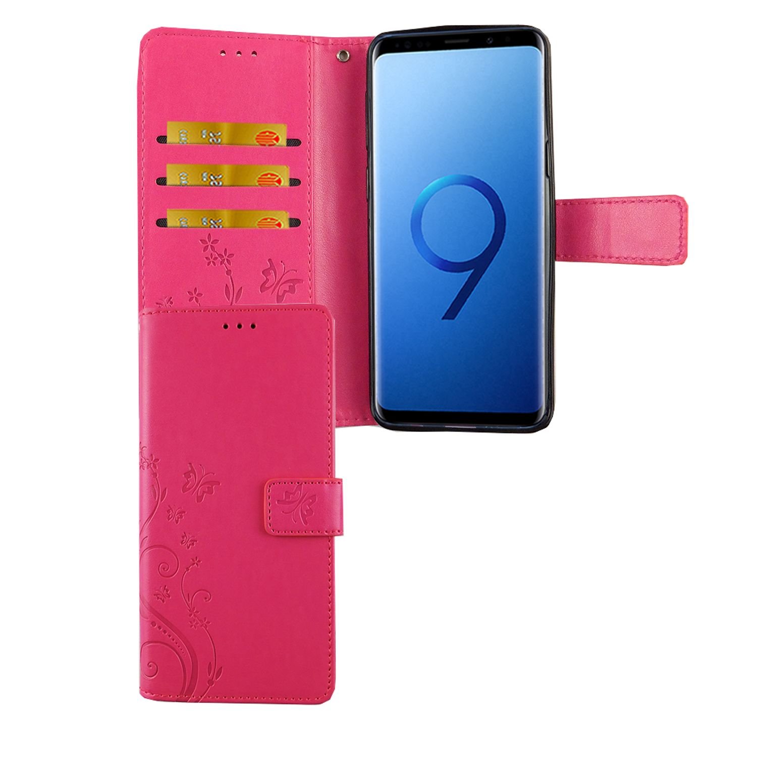 Etui na telefon Samsung Galaxy S9 etui ochronne etui z klapką etui na kartę różowe