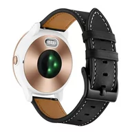 Akcesoria do smartwatchy - opaska pasek bransoleta LEATHER Garmin GARMIN VENU 2S / VENU 3S / Vivoactive 4S / Huawei Watch GT 4 41mm 18mm czarna - miniaturka - grafika 1