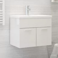 Szafki łazienkowe - vidaXL vidaXL Szafka pod umywalkę, biała, wysoki połysk, 60x38,5x46 cm, płyta - miniaturka - grafika 1