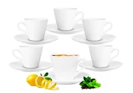 Filiżanki - Komplet 6 Białych Ceramicznych Filiżanek Ze Spodkami Maja 230ml - miniaturka - grafika 1