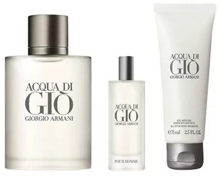 Zestaw dla mężczyzn Armani Acqua Di Gio Pour Homme Woda toaletowa 100 ml + Woda toaletowa 15 ml + Żel pod prysznic 75 ml (3614273710084) - Zestawy kosmetyków męskich - miniaturka - grafika 1