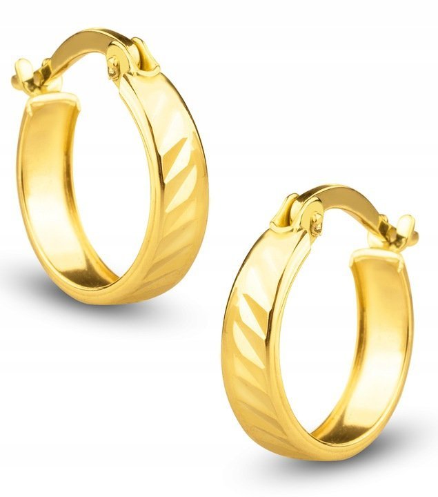 PIĘKNE ZŁOTE KOLCZYKI DIAMENTOWANE KÓŁECZKA KÓŁKA 585 14KT