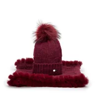 Czapki damskie - Damski komplet zimowy ze sztucznym futerkiem - miniaturka - grafika 1