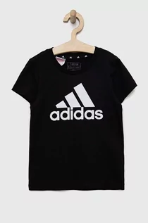 Koszulki dla dziewczynek - adidas t-shirt bawełniany dziecięcy G BL kolor czarny - grafika 1