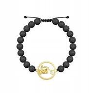 Bransolety męskie - Złota Bransoleta Chopper Męska Perły 925 Prezent GRAWER ŻYCZENIA GRATIS - miniaturka - grafika 1