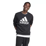 Bluzy męskie - adidas Męska bluza polarowa z dużym logo Essentials (długi rękaw), Czarny, S - miniaturka - grafika 1