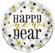 Sylwester - Balon foliowy okrągły Happy New Year - 46 cm - 1 szt. - miniaturka - grafika 1
