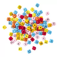 Dekoratorstwo - Drewniane Koraliki Kolorowe, Litery, 100 Szt. Dpcraft - miniaturka - grafika 1