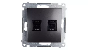 Kontakt Simon Simon 54 Gniazdo komputerowe podwójne 2xRJ45 kat.6 z przesłoną antracyt D62.01/48 WMDK-0620xx-048 0001-00000-51072 [4351604] - Gniazdka elektryczne - miniaturka - grafika 1