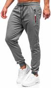Spodnie sportowe męskie - Antracytowe spodnie męskie joggery dresowe Denley JX5007 - miniaturka - grafika 1