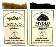 Mydła - zestaw oczyszczający: mydło glinkowe zielona glinka + mydło węglowe głębokie oczyszczenie - miniaturka - grafika 1