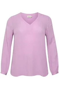 Kaffe Curve Plus Size Damska bluzka z długim rękawem V-Neck Regular Fit Rounded Hem, Lupine, 48/du?y rozmiar - Bluzki damskie - miniaturka - grafika 1