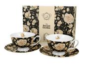 Filiżanki - Filiżanki do kawy i herbaty porcelanowe ze spodkami DUO royal ENGLISH ROSES BLACK 250 ml 2 szt - miniaturka - grafika 1