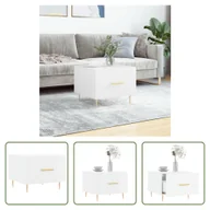 Ławy i stoliki kawowe - The Living Store Stolik kawowy biały wysoki połysk 50x50x40 cm materiał drewnopochodny - miniaturka - grafika 1