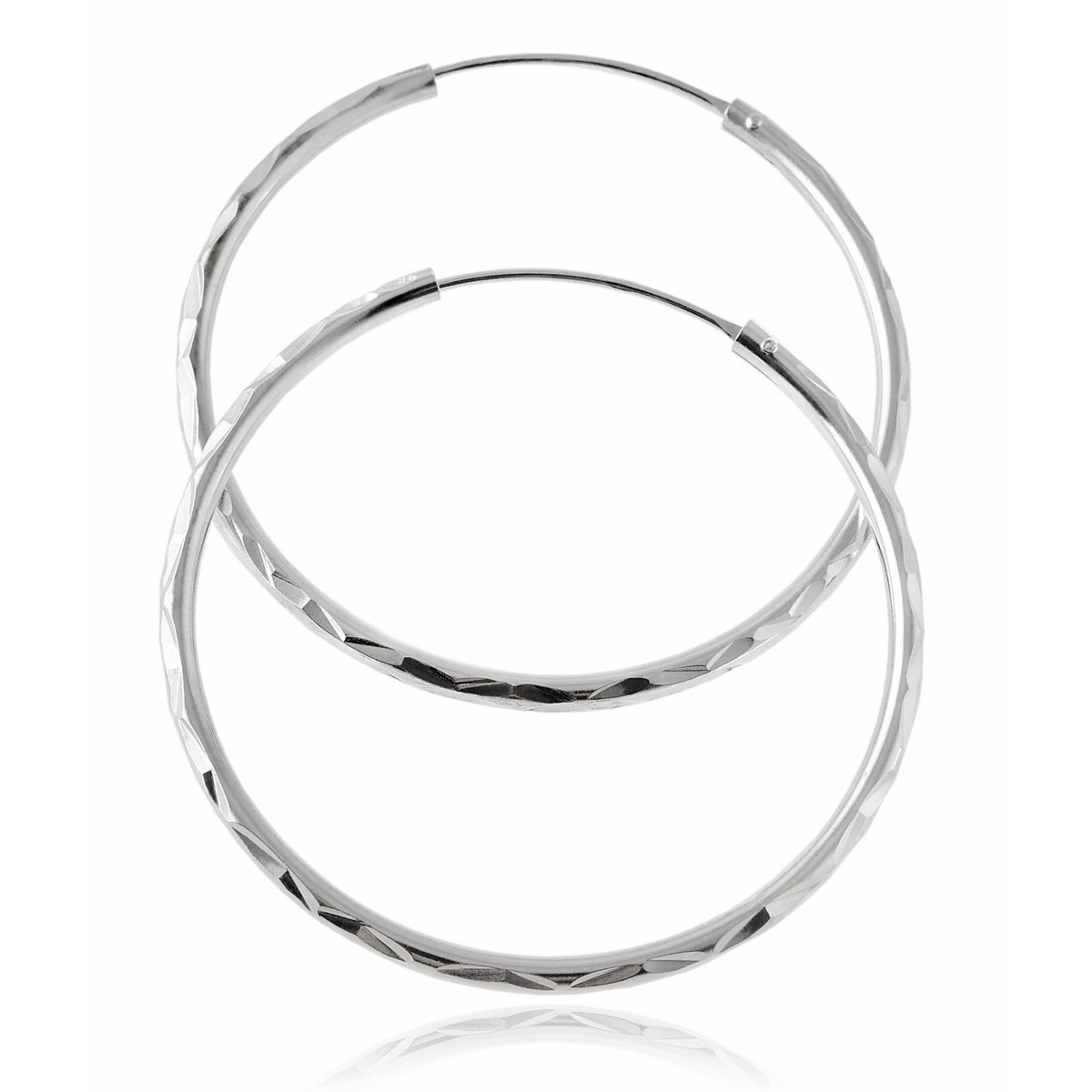 Kolczyki Koła 4,0 cm srebrne 925 Eleganckie kółka błyszczące fazowane diamentowane 3,0g