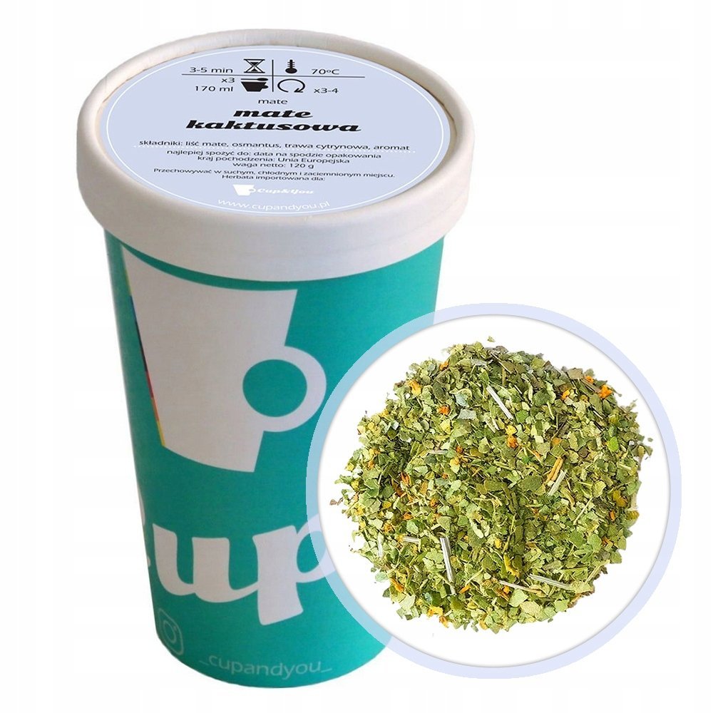 Egzotyczna herbata Yerbamate mocna KAKTUSOWA EKO premium liście mate 120g - herbata liściasta sypana mieszanka napar susz