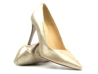 Czółenka - Eleganckie szpilki z noskiem w szpic - UNCOME 35004, złote - miniaturka - grafika 1