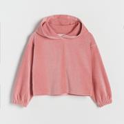 Bluzki dla dziewczynek - Reserved - Sztruksowa bluza z kapturem - Różowy - miniaturka - grafika 1
