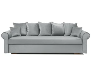 Sofa rozkładana VIVIA, sofa z funkcją spania i podstawą do spania, sofa rozkładana, sofa rozkładana z chromowanymi nóżkami, sofa w kolorze: jasnoszary, tkanina welurowa - Sofy i kanapy - miniaturka - grafika 1