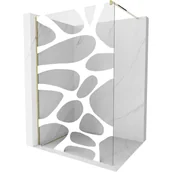 Ścianki i drzwi prysznicowe - Mexen Kioto ścianka prysznicowa 120 x 200 cm, transparent/biały wzór 8 mm, złota - miniaturka - grafika 1