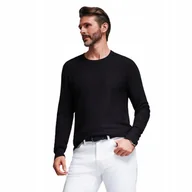 Swetry męskie - Strukturalny męski sweter z okrągłym dekoltem - czarny V3 OM-SWSW-0181 L - miniaturka - grafika 1