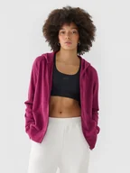 Bluzy sportowe damskie - Damska bluza dresowa rozpinana z kapturem 4F 4FWMM00TSWSF1763 - różowa - miniaturka - grafika 1