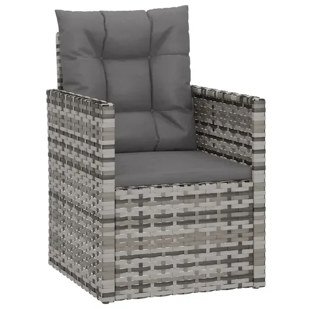 Fotel Ogrodowy z Poduszkami, Rattan PE, Stal, Szary/Antracyt, 53x57x75 cm