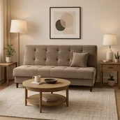 Sofy i kanapy - Sofa z Funkcją Spania LIMA Rozkładana Wersalka Dwuosobowa Beżowa Nowoczesna do Salonu - miniaturka - grafika 1