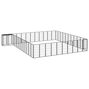 vidaXL Kojec dla psa, 46 paneli, czarny, 50x100 cm, stal - Sprzęt podróżny i transportery dla psów - miniaturka - grafika 1