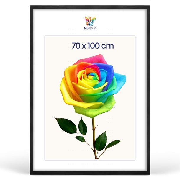 Ramka na zdjęcia 70 x 100 cm czarna, z naturalnego drewna