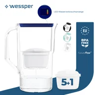 Dzbanki i imbryki - Wessper 2,8-litrowy dzbanek filtrujący z licznikiem LED Kompatybilny z Brita Maxtra Zestaw 6 dzbanków filtrujących + wkład filtrujący - Niebieski - miniaturka - grafika 1