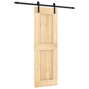 Drzwi przesuwne z osprzętem, 70x210 cm, lite drewno sosnowe 8721012080300 - Drzwi wewnętrzne - miniaturka - grafika 3